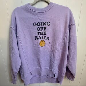 Aerie Lavender Graphic Crew Neck Sweater New with tags